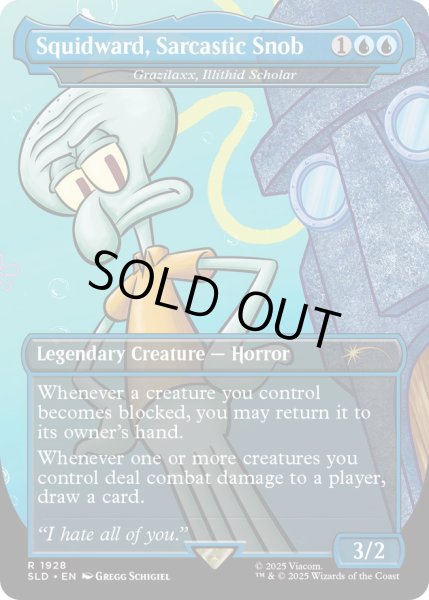 画像1: [EX+](FOIL)(1928)Squidward, Sarcastic Snob　//　イリシッドの学者、グラジラックス/Grazilaxx, Illithid Scholar《英語》【SLD】 (1)