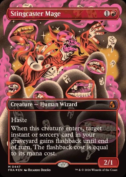 画像1: (FOIL)(フルアート)(0447)棘唱の魔道士/Stingcaster Mage《英語》【FRA】 (1)