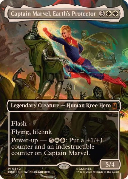 画像1: [EX+](FOIL)(フルアート)(0342)地球の守護者、キャプテン・マーベル/Captain Marvel, Earth's Protector《英語》【MSH】 (1)