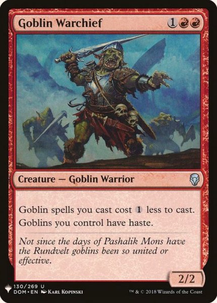 画像1: ゴブリンの戦長/Goblin Warchief《日本語》【Reprint Cards(The List)】 (1)